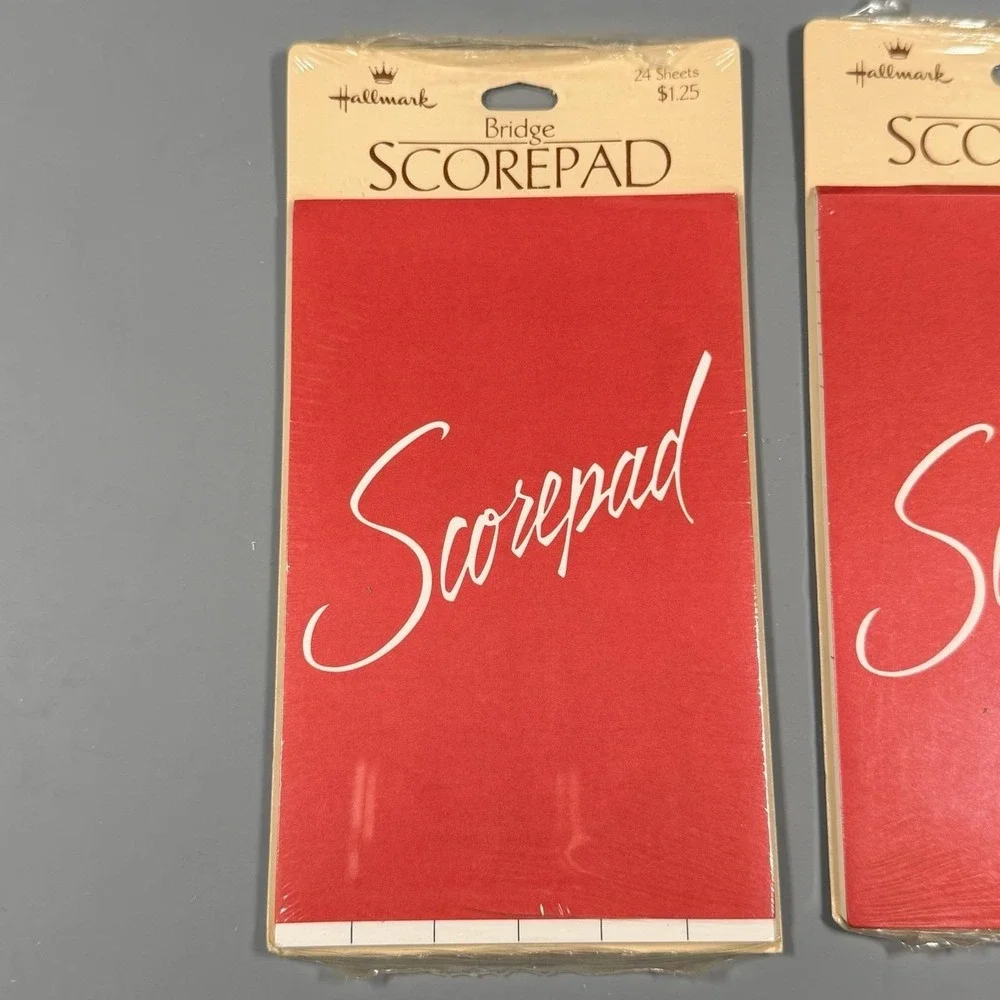 Sealed 2x Vintage Hallmark Bridge Scorepads 24 Sheets Each Red 125PA657 USA